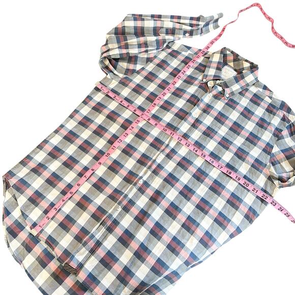 Billy Reid Plaid Check Long Sleeve Button Down Shirt Standard Fit Navy Medium - Picture 8 of 9